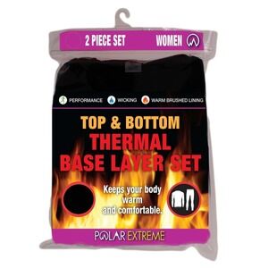 NWT Polar Extreme Women's Thermal Base Layer 2 pc Black Large Long Underwear